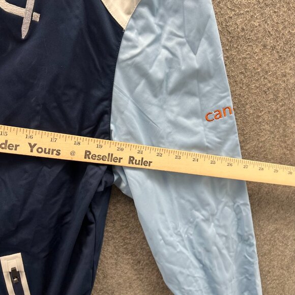 Graham Luxe Hooded Jacket Men Medium Navy Blue Light Gray Windbreaker Full Zip - Picture 3 of 11